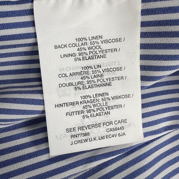 J Crew 100% Linen Campbell Blazer Jacket Navy Blue White Gingham Check Size 0 - Picture 11 of 14